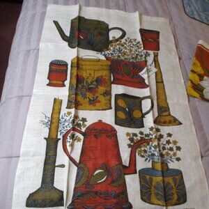 Vintage Tea Towel Sandy Parsons Linens Teapots